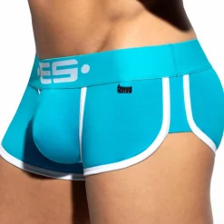 ES Collection Shortys|Boxers-Shorty Double Side Coton Turquoise - Blanc