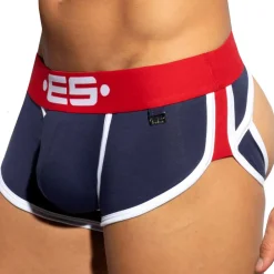 ES Collection Boxers Sexy-Shorty Empty Bottom Double Side Coton Marine - Rouge