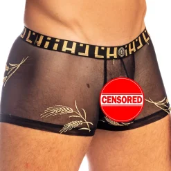 L'Homme invisible Boxers Sexy|Poche Ergonomique-Shorty Hipster Push-Up Epi d'Or Noir