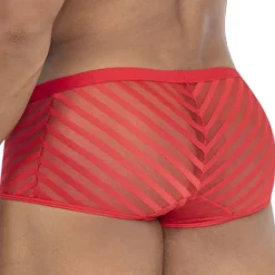 CandyMan Boxers Sexy-Shorty Résille Rayé Rouge
