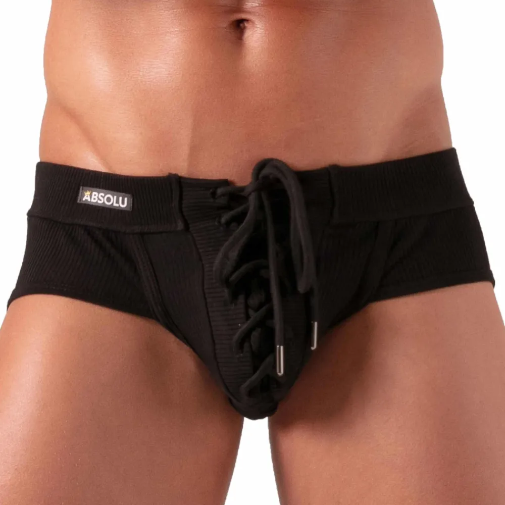 Absolu Male Slips Sexy-Slip à Lacet Noir