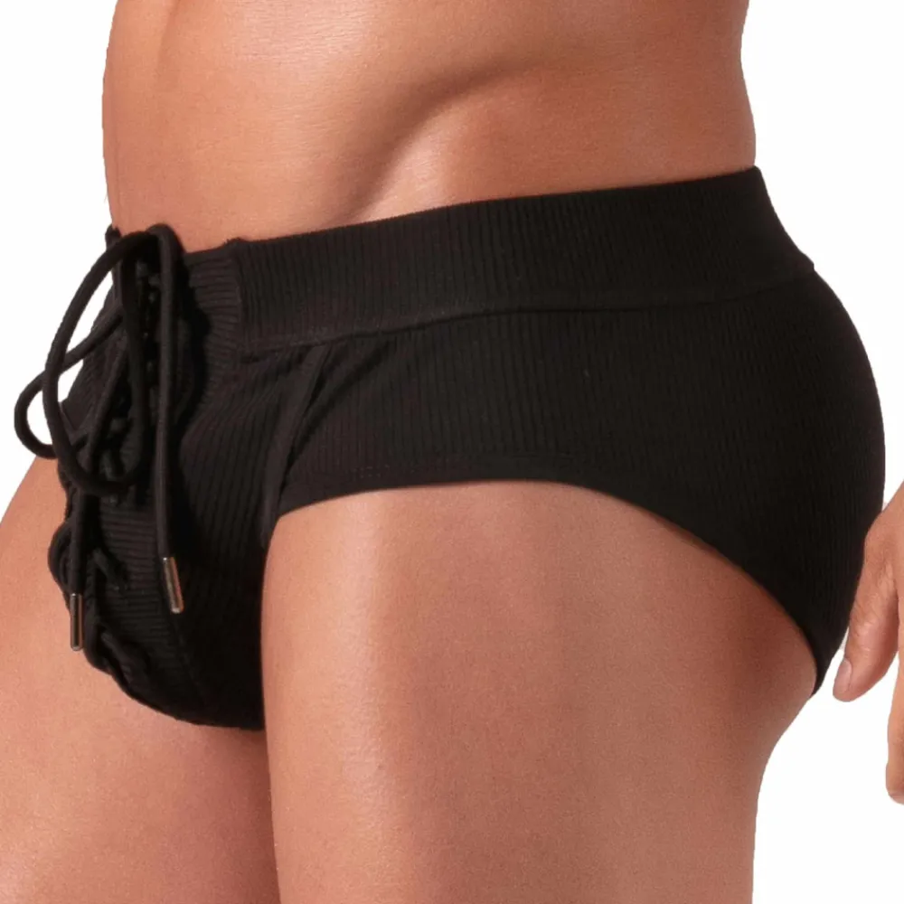 Absolu Male Slips Sexy-Slip à Lacet Noir