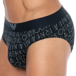 Emporio Armani Slips-Slip All Over Logo Bleu