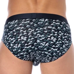 Emporio Armani Slips-Slip All Over Logo Bleu Marine