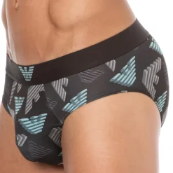 Emporio Armani Slips-Slip All Over Printed Microfiber Chocolat