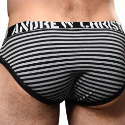 Andrew Christian Poche Ergonomique|Slips-Slip Almost Naked Prison Rayé Noir - Gris