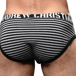 Andrew Christian Poche Ergonomique|Slips-Slip Almost Naked Prison Rayé Noir - Gris