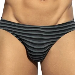 ES Collection Mini Slips|Slips-Slip Bikini Rayé Noir - Gris