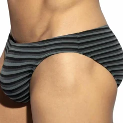 ES Collection Mini Slips|Slips-Slip Bikini Rayé Noir - Gris