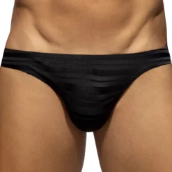 Addicted Slips Sexy-Slip Bikini Rayure Horizontale - Noir