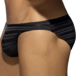 Addicted Slips Sexy-Slip Bikini Rayure Horizontale - Noir