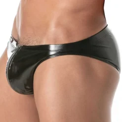 TOF Paris Slips Sexy-Slip Bikini Zippé Vinyl Noir