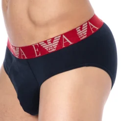 Emporio Armani Slips-Slip Bold Monogram Coton Marine - Rouge