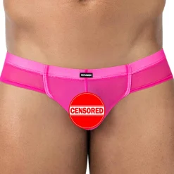 CUT4MEN Slips Sexy|Poche Ergonomique-Slip Cheeky SP4NDEX GLOW Mesh Rose Vif
