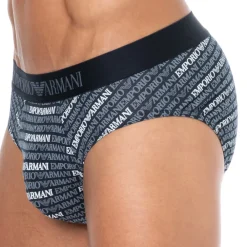 Emporio Armani Slips-Slip Classic Pattern Mix Coton Marine - Logo