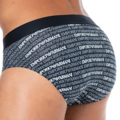 Emporio Armani Slips-Slip Classic Pattern Mix Coton Marine - Logo
