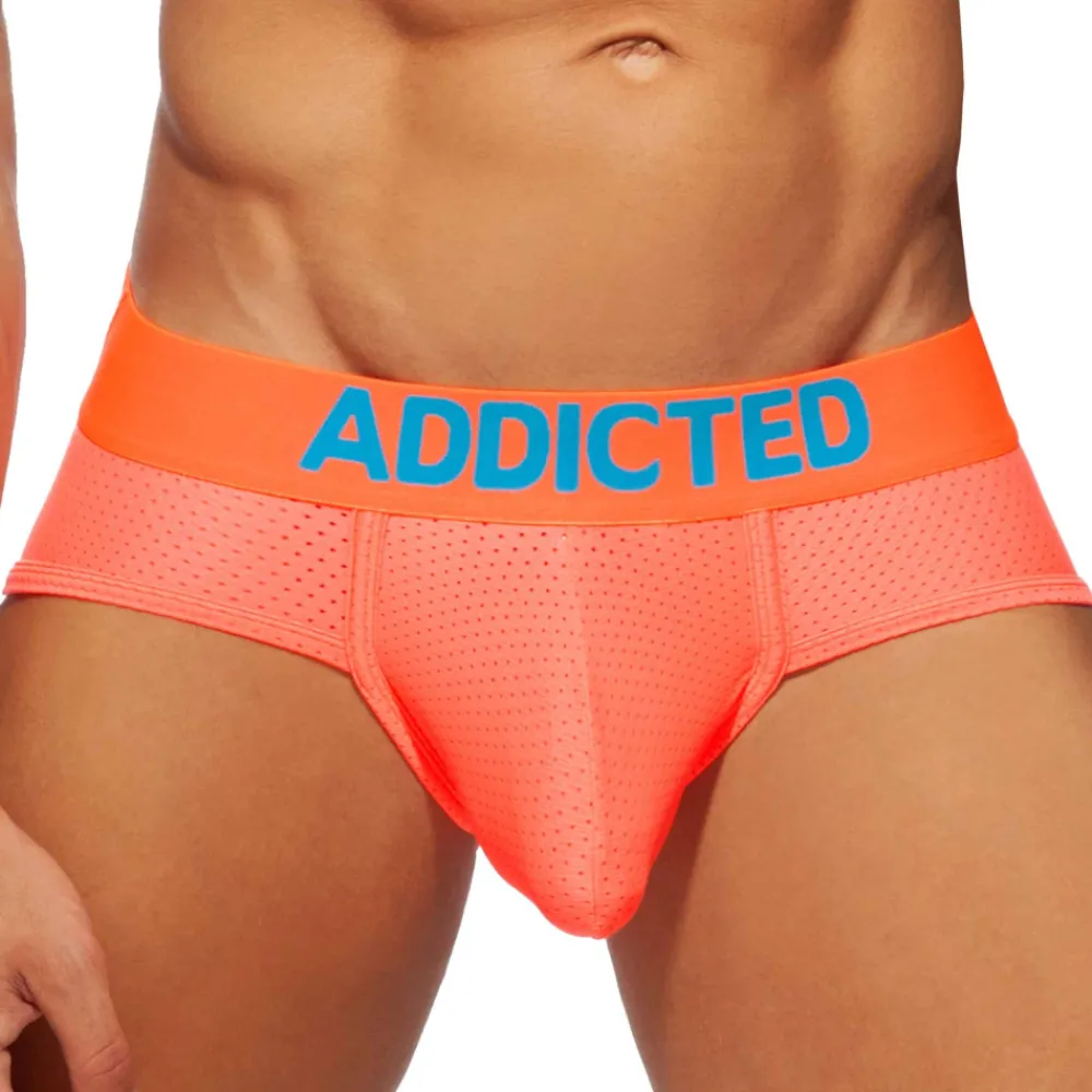 Addicted Slips Sexy|Push Up-Slip Cockring Mesh Neon Orange Fluo