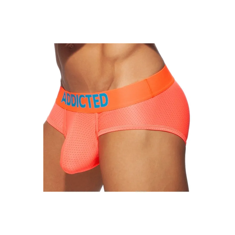 Addicted Slips Sexy|Push Up-Slip Cockring Mesh Neon Orange Fluo