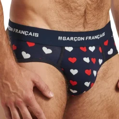Garçon Français Slips-Slip Coton Cœurs Bleu Marine