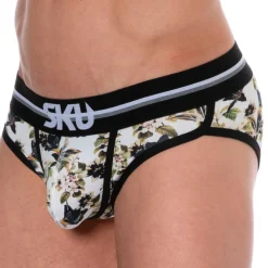 SKU Slips-Slip Coton Floral Blanc Cassé