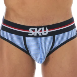 SKU Slips-Slip Coton Rayure Bleu - Blanc