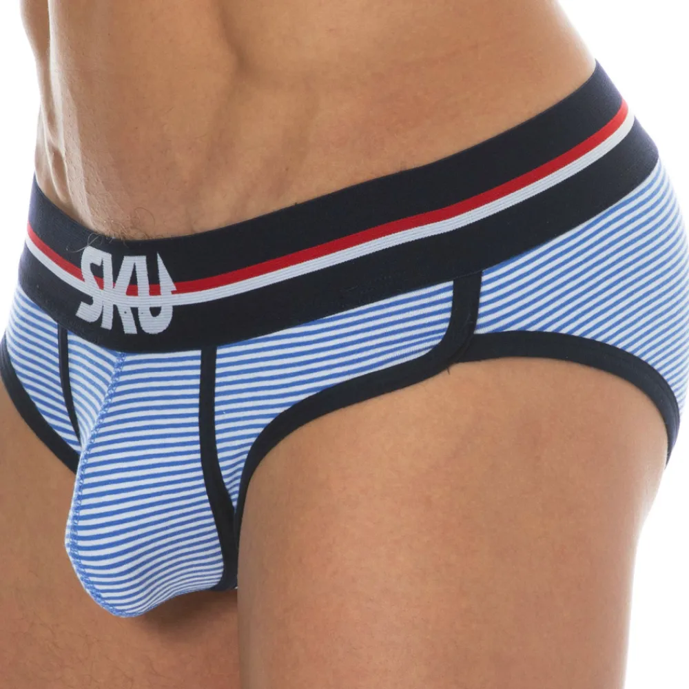 SKU Slips-Slip Coton Rayure Bleu - Blanc