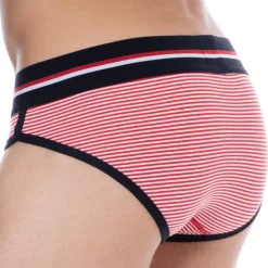 SKU Slips-Slip Coton Rayure Rouge - Blanc