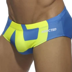 Addicted Maillots De Bain Push Up|Slips De Bain-Slip de Bain AD Logo Bleu Roi - Jaune
