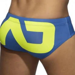 Addicted Maillots De Bain Push Up|Slips De Bain-Slip de Bain AD Logo Bleu Roi - Jaune
