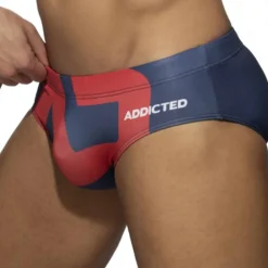 Addicted Maillots De Bain Push Up|Slips De Bain-Slip de Bain AD Logo Bleu Marine - Rouge