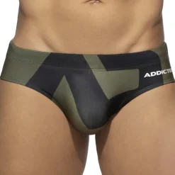 Addicted Maillots De Bain Push Up|Slips De Bain-Slip de Bain AD Logo Kaki