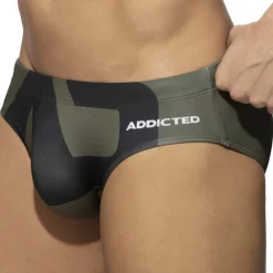 Addicted Maillots De Bain Push Up|Slips De Bain-Slip de Bain AD Logo Kaki