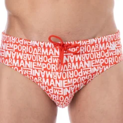 Emporio Armani Slips De Bain-Slip de Bain All Over Logo Rouge