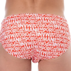 Emporio Armani Slips De Bain-Slip de Bain All Over Logo Rouge