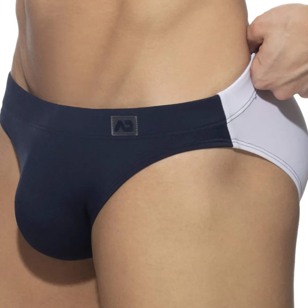 Addicted Slips De Bain-Slip de Bain Bicolore Bleu Marine - Blanc