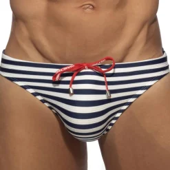 Addicted Maillots De Bain Push Up|Slips De Bain-Slip de Bain Bikini Sailor Marine - Blanc