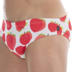 Barcode Slips De Bain-Slip de Bain Bottom Blanc - Rouge