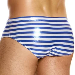 Modus Vivendi Slips De Bain-Slip de Bain Classic Laminated Rayé Bleu - Blanc