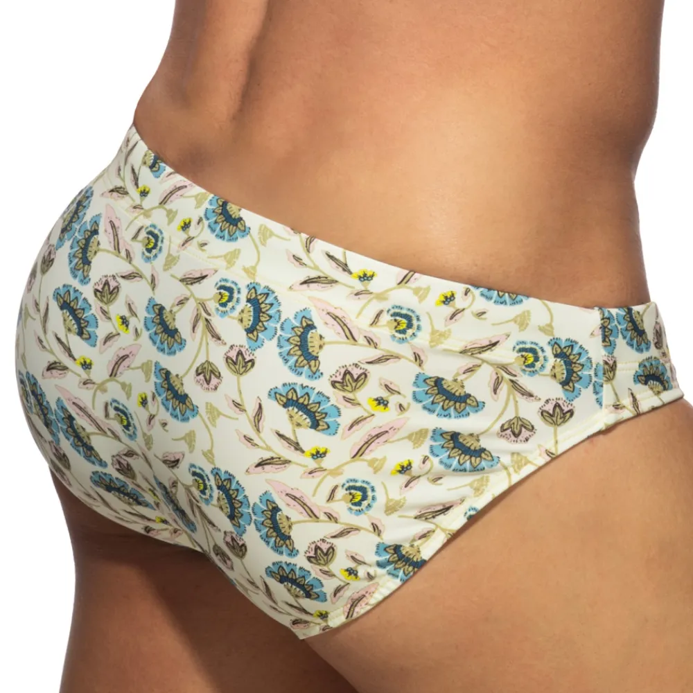 Addicted Maillots De Bain Push Up|Slips De Bain-Slip de Bain Fleurs de Printemps Beige