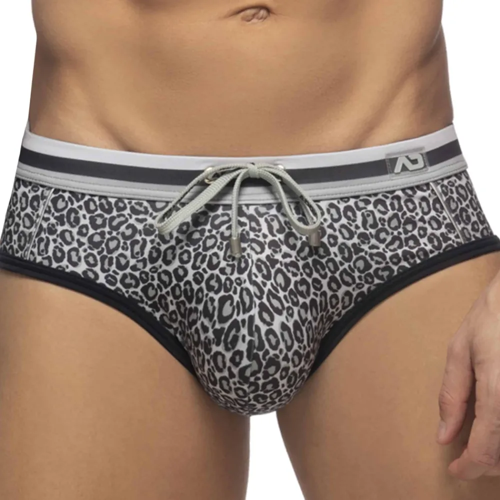 Addicted Maillots De Bain Push Up|Slips De Bain-Slip de Bain Léopard Gris