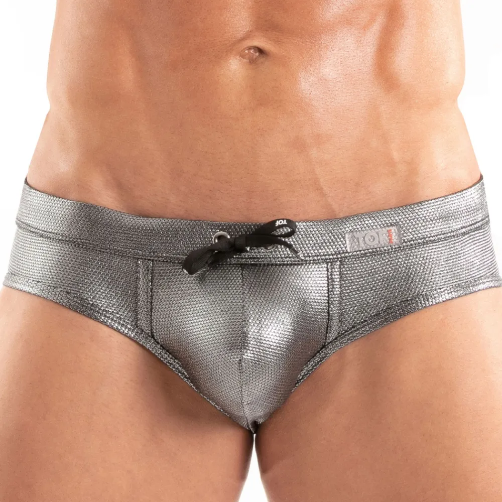 TOF Paris Slips De Bain-Slip de Bain Métal Argent