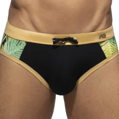 Addicted Maillots De Bain Push Up|Slips De Bain-Slip de Bain Side Leaves Noir