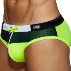 Addicted Maillots De Bain Push Up|Slips De Bain-Slip de Bain Spike Noir - Citron Vert