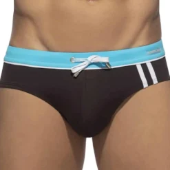 Addicted Maillots De Bain Push Up|Slips De Bain-Slip de Bain Sport Detail Binding Marron