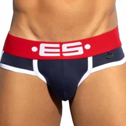 ES Collection Slips-Slip Double Side Coton Marine - Rouge