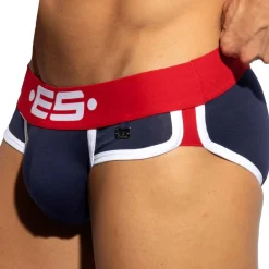 ES Collection Slips-Slip Double Side Coton Marine - Rouge