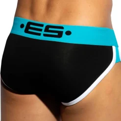 ES Collection Slips-Slip Double Side Coton Noir - Turquoise