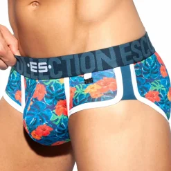 ES Collection Slips-Slip Double Side Flowers Bleu Marine
