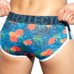ES Collection Slips-Slip Double Side Flowers Bleu Marine