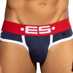 ES Collection Slips Sexy-Slip Empty Bottom Double Side Coton Marine - Rouge